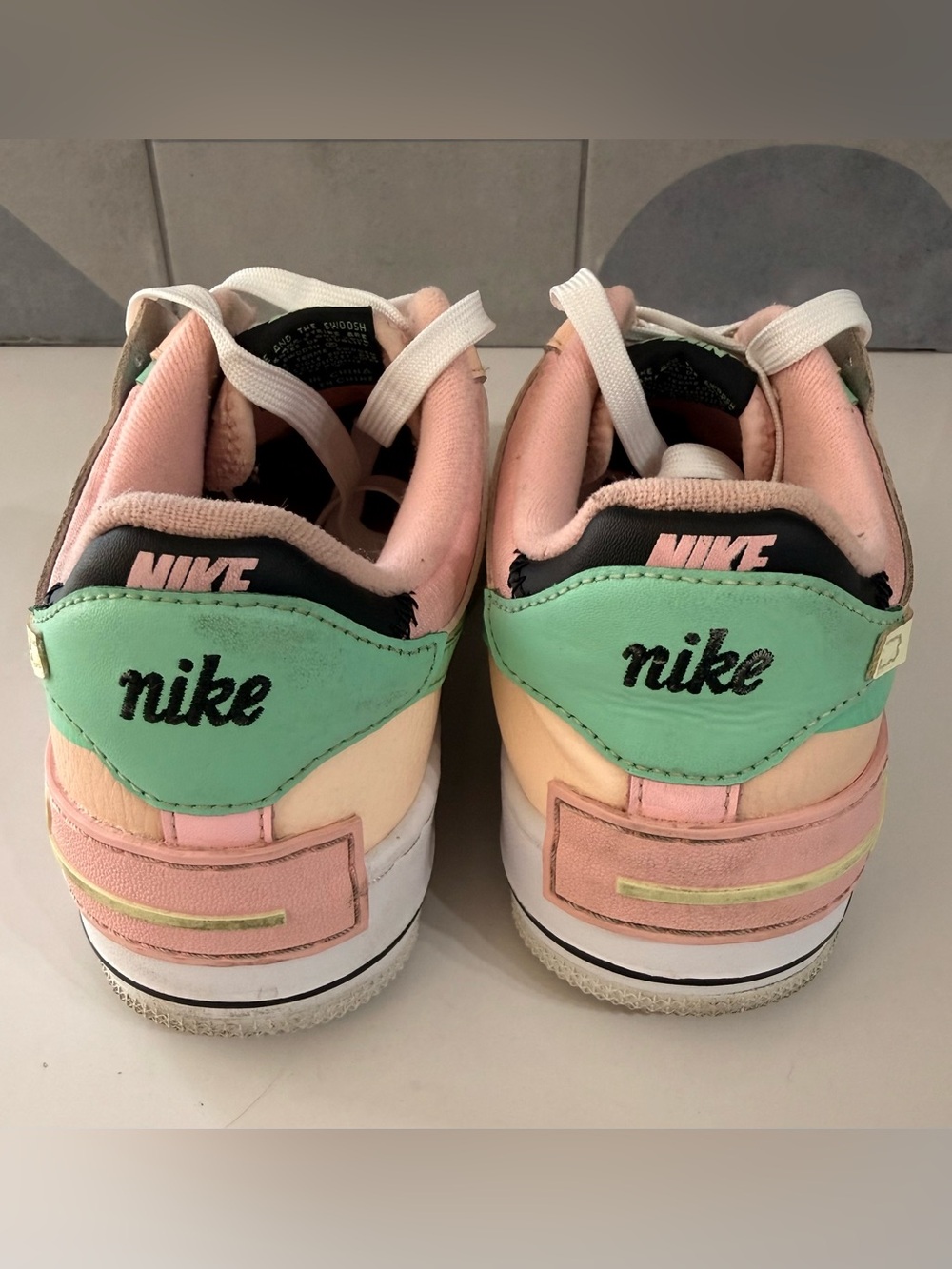 Nike Air Force 1 Shadow Pastel Pink & Peach Sneakers 8.5 - Picture 3 of 9